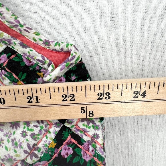 CLARE V Vest Womens Medium Large Black Multicolor Quilted Floral Reversible NWT - Picture 13 of 14
